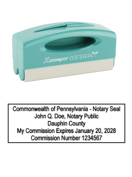 Pennsylvania notary pocket stamp.  Complies to Pennsylvania notary requirements. Premium quality and thousands of initial impressions. Quick Production!