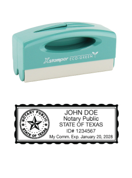 Texas notary pocket stamp.  Complies to Texas notary requirements. Premium quality and thousands of initial impressions. Quick Production!