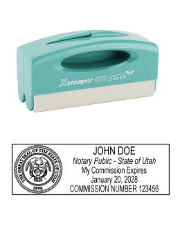 Utah notary pocket stamp.  Complies to Utah notary requirements. Premium quality and thousands of initial impressions. Quick Production!