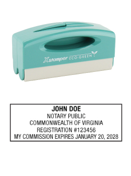 Virginia notary pocket stamp.  Complies to Virginia notary requirements. Premium quality and thousands of initial impressions. Quick Production!