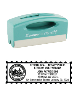 West Virginia notary pocket stamp.  Complies to West Virginia notary requirements. Premium quality and thousands of initial impressions. Quick Production!