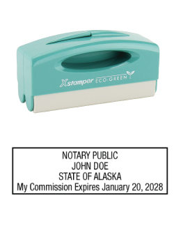 Alaska notary pocket stamp.  Complies to Alaska notary requirements. Premium quality and thousands of initial impressions. Quick Production!