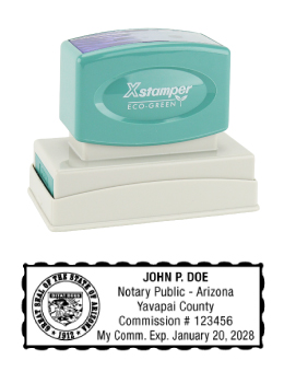 Arizona Notary Rubber Stamp - Complies to Arizona notary requirements. Premium Quality and thousands of initial impressions. Quick Production!