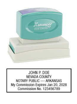 Arkansas Notary Rubber Stamp - Complies to Arkansas notary requirements. Premium Quality and thousands of initial impressions. Quick Production!