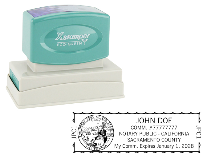 California Notary Rubber Stamp - Complies to California notary requirements. Premium Quality and thousands of initial impressions. Quick Production!