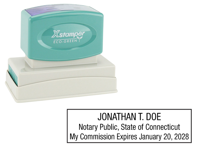 Connecticut Notary Rubber Stamp - Complies to Connecticut notary requirements. Premium Quality and thousands of initial impressions. Quick Production!