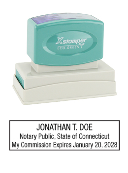 Connecticut Notary Rubber Stamp - Complies to Connecticut notary requirements. Premium Quality and thousands of initial impressions. Quick Production!