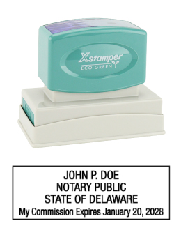 Delaware Notary Rubber Stamp - Complies to Delaware notary requirements. Premium Quality and thousands of initial impressions. Quick Production!