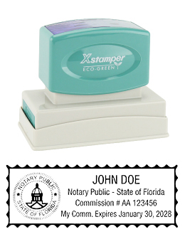 Florida Notary Rubber Stamp - Complies to Florida notary requirements. Premium Quality and thousands of initial impressions. Quick Production!