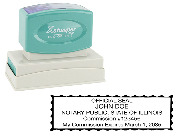 Illinois Notary Rubber Stamp - Complies to Illinois notary requirements. Premium Quality and thousands of initial impressions. Quick Production!
