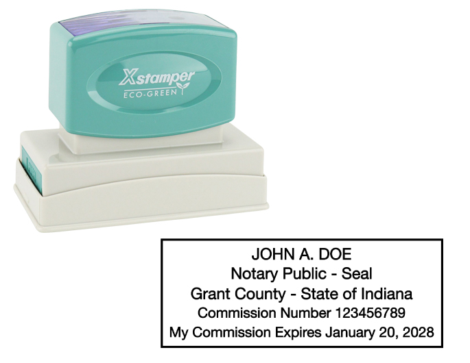 Indiana Notary Rubber Stamp - Complies to Indiana notary requirements. Premium Quality and thousands of initial impressions. Quick Production!