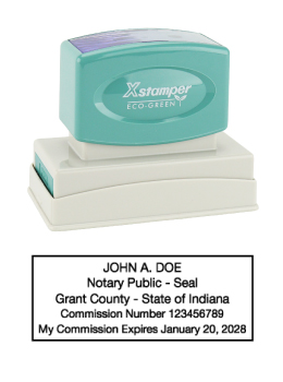 Indiana Notary Rubber Stamp - Complies to Indiana notary requirements. Premium Quality and thousands of initial impressions. Quick Production!