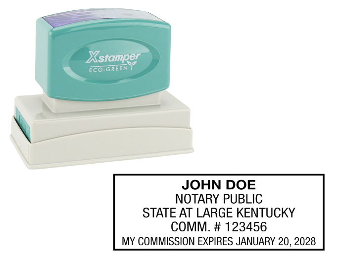 Kentucky Notary Rubber Stamp - Complies to Kentucky notary requirements. Premium Quality and thousands of initial impressions. Quick Production!