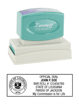 Louisiana Notary Rubber Stamp - Complies to Louisiana notary requirements. Premium Quality and thousands of initial impressions. Quick Production!