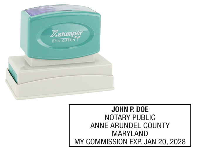 Maryland Notary Rubber Stamp - Complies to Maryland notary requirements. Premium Quality and thousands of initial impressions. Quick Production!