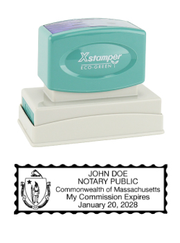 Massachusetts Notary Rubber Stamp - Complies to Massachusetts notary requirements. Premium Quality and thousands of initial impressions. Quick Production!