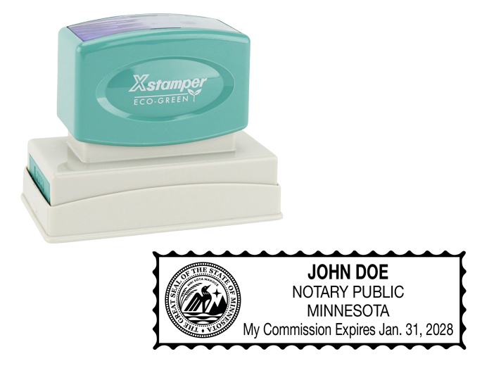 Minnesota Notary Rubber Stamp - Complies to Minnesota notary requirements. Premium Quality and thousands of initial impressions. Quick Production!