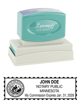 Minnesota Notary Rubber Stamp - Complies to Minnesota notary requirements. Premium Quality and thousands of initial impressions. Quick Production!