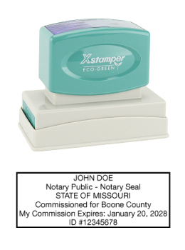 Missouri Notary Rubber Stamp - Complies to Missouri notary requirements. Premium Quality and thousands of initial impressions. Quick Production!
