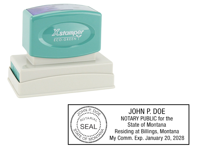 Montana Notary Rubber Stamp - Complies to Montana notary requirements. Premium Quality and thousands of initial impressions. Quick Production!