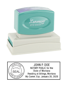 Montana Notary Rubber Stamp - Complies to Montana notary requirements. Premium Quality and thousands of initial impressions. Quick Production!