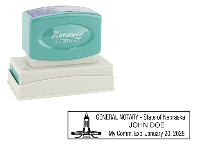 Nebraska Notary Rubber Stamp - Complies to Nebraska notary requirements. Premium Quality and thousands of initial impressions. Quick Production!