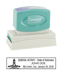 Nebraska Notary Rubber Stamp - Complies to Nebraska notary requirements. Premium Quality and thousands of initial impressions. Quick Production!