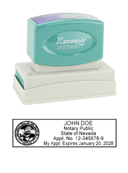 Nevada Notary Rubber Stamp - Complies to Nevada notary requirements. Premium Quality and thousands of initial impressions. Quick Production!