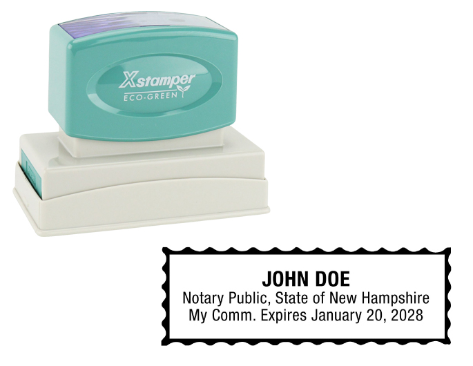 New Hampshire Notary Rubber Stamp - Complies to New Hampshire notary requirements. Premium Quality and thousands of initial impressions. Quick Production!