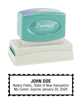 New Hampshire Notary Rubber Stamp - Complies to New Hampshire notary requirements. Premium Quality and thousands of initial impressions. Quick Production!