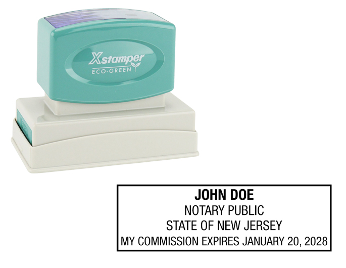 New Jersey Notary Rubber Stamp - Complies to New Jersey notary requirements. Premium Quality and thousands of initial impressions. Quick Production!