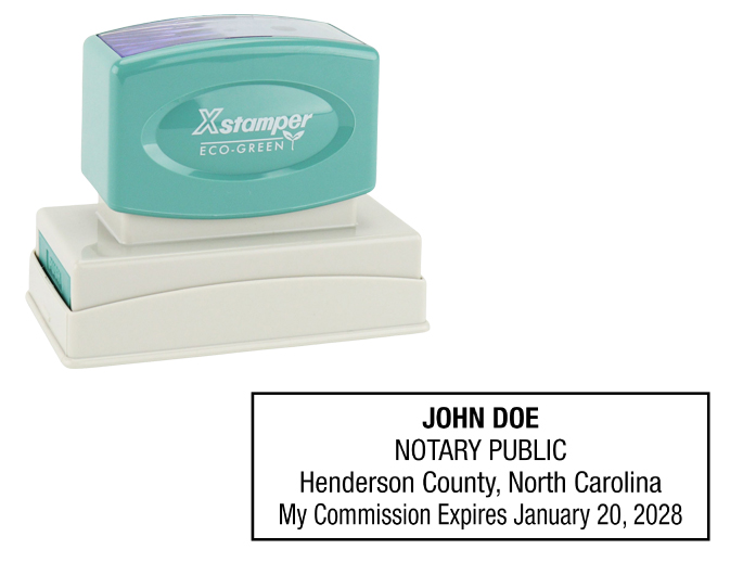 North Carolina Notary Rubber Stamp - Complies to North Carolina notary requirements. Premium Quality and thousands of initial impressions. Quick Production!