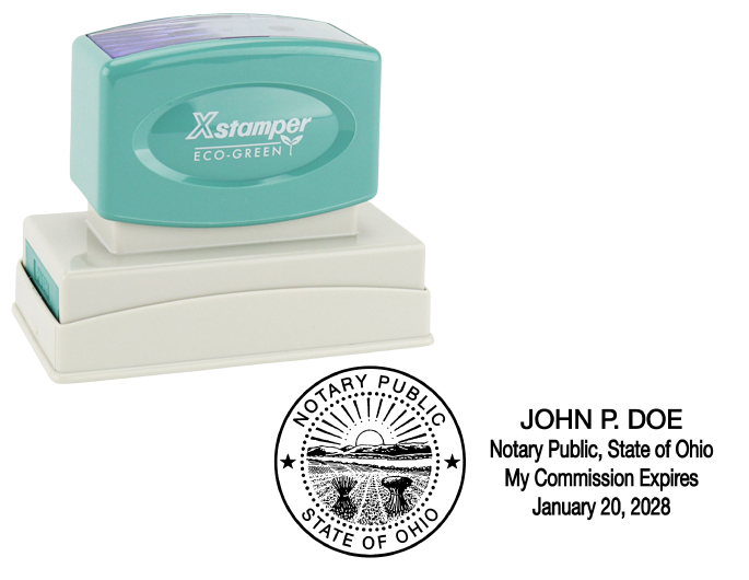 Ohio Notary Rubber Stamp - Complies to Ohio notary requirements. Premium Quality and thousands of initial impressions. Quick Production!