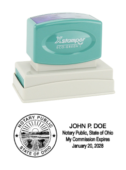 Ohio Notary Rubber Stamp - Complies to Ohio notary requirements. Premium Quality and thousands of initial impressions. Quick Production!