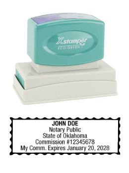 Oklahoma Notary Rubber Stamp - Complies to Oklahoma notary requirements. Premium Quality and thousands of initial impressions. Quick Production!