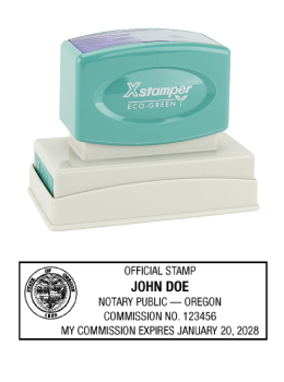 Oregon Notary Rubber Stamp - Complies to Oregon notary requirements. Premium Quality and thousands of initial impressions. Quick Production!