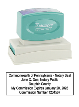 Pennsylvania Notary Rubber Stamp - Complies to Pennsylvania notary requirements. Premium Quality and thousands of initial impressions. Quick Production!