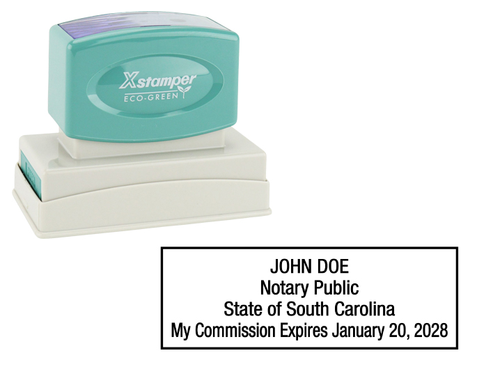 South Carolina Notary Rubber Stamp - Complies to South Carolina notary requirements. Premium Quality and thousands of initial impressions. Quick Production!