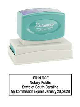 South Carolina Notary Rubber Stamp - Complies to South Carolina notary requirements. Premium Quality and thousands of initial impressions. Quick Production!