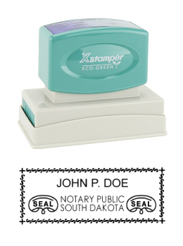 South Dakota Notary Rubber Stamp - Complies to South Dakota notary requirements. Premium Quality and thousands of initial impressions. Quick Production!