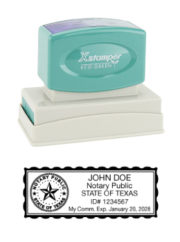 Texas Notary Rubber Stamp - Complies to Texas notary requirements. Premium Quality and thousands of initial impressions. Quick Production!