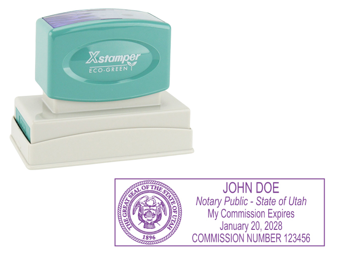 Utah Notary Rubber Stamp - Complies to Utah notary requirements. Premium Quality and thousands of initial impressions. Quick Production!