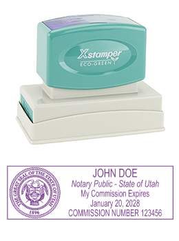 Utah Notary Rubber Stamp - Complies to Utah notary requirements. Premium Quality and thousands of initial impressions. Quick Production!