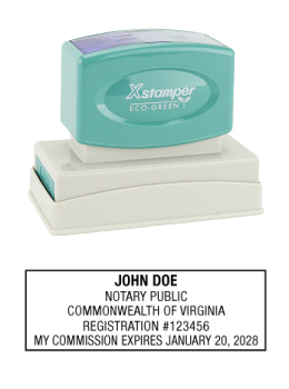 Virginia Notary Rubber Stamp - Complies to Virginia notary requirements. Premium Quality and thousands of initial impressions. Quick Production!