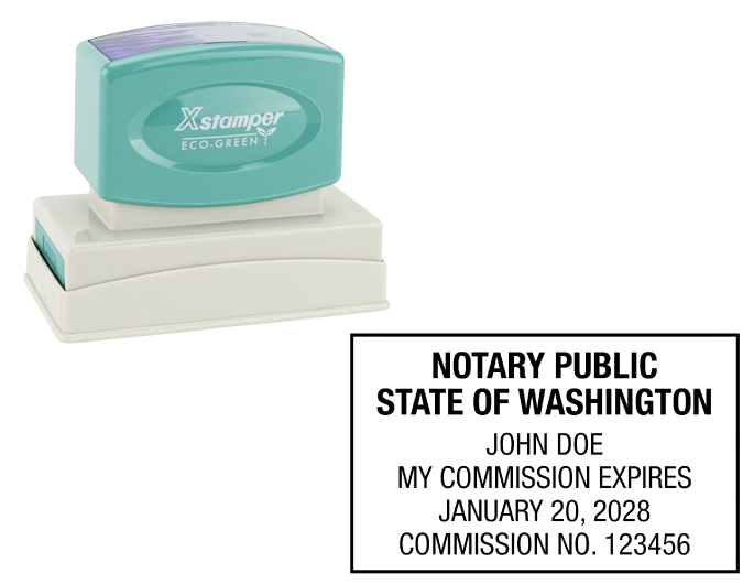 Washington Notary Rubber Stamp - Complies to Washington notary requirements. Premium Quality and thousands of initial impressions. Quick Production!