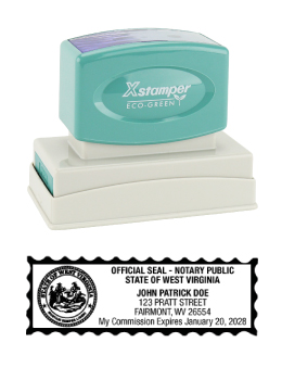 West Virginia Notary Rubber Stamp - Complies to West Virginia notary requirements. Premium Quality and thousands of initial impressions. Quick Production!