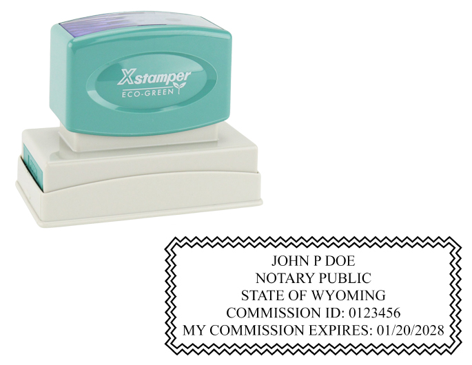 Wyoming Notary Rubber Stamp - Complies to Wyoming notary requirements. Premium Quality and thousands of initial impressions. Quick Production!