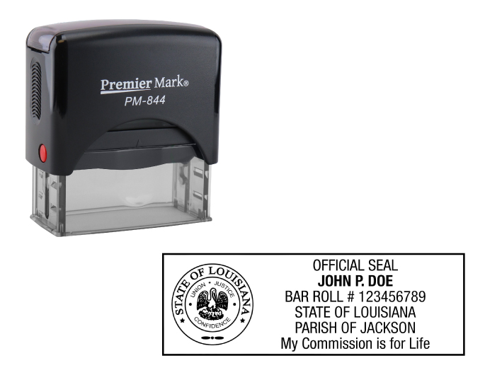 Louisiana Notary Rubber Stamp - Complies to Louisiana notary requirements. Premium Quality and thousands of initial impressions. Quick Production!