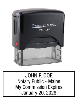 Maine Notary Rubber Stamp - Complies to Maine notary requirements. Premium Quality and thousands of initial impressions. Quick Production!