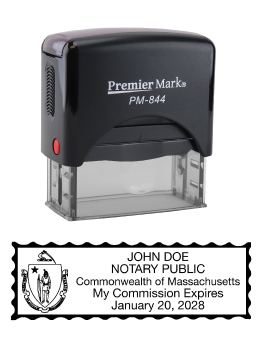 Massachusetts Notary Rubber Stamp - Complies to Massachusetts notary requirements. Premium Quality and thousands of initial impressions. Quick Production!